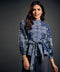 Blue And White Printed Peplum Top